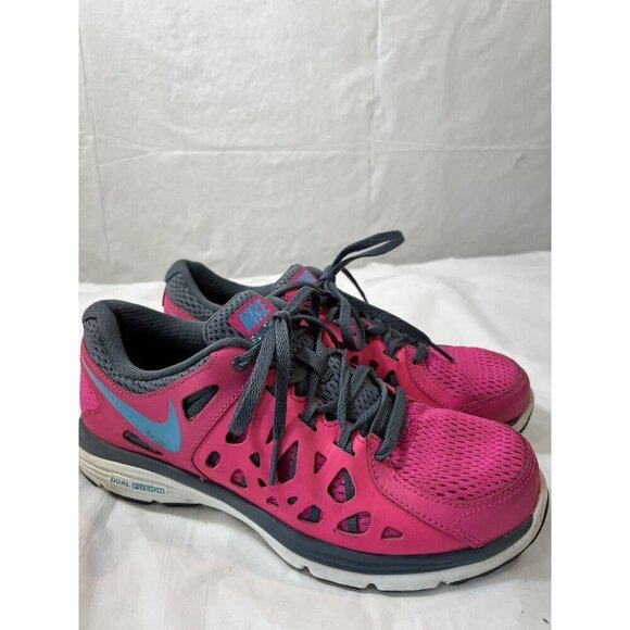 Nike Dual Fusion Run 2 Pink Grey Athletic Running Cross Training Shoes  Size 7.5 - Picture 1 of 13